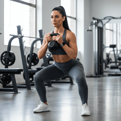 exercice goblet squat avec kettlebell