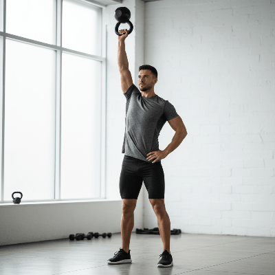 exercice overhead press avec kettlebell