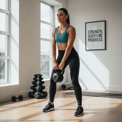 femme exercice kettlebell swing